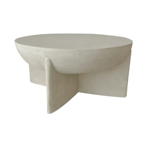 CT 0075 - Coffee Table - Circular Concrete Look with Rounded Legs