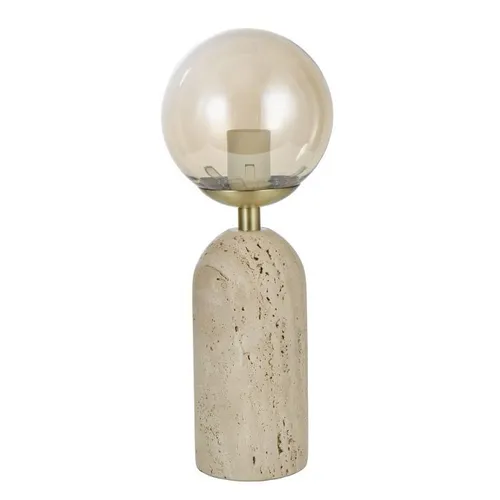 LP 0114 - Table Lamp - Beige Marble Cylinder Base with Tinted Glass Globe