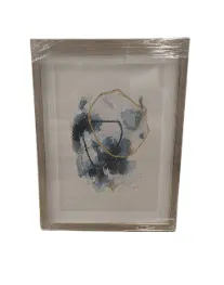 AW 0452B - Abstract Obscured Face in Blue & Gold - Small Artwork