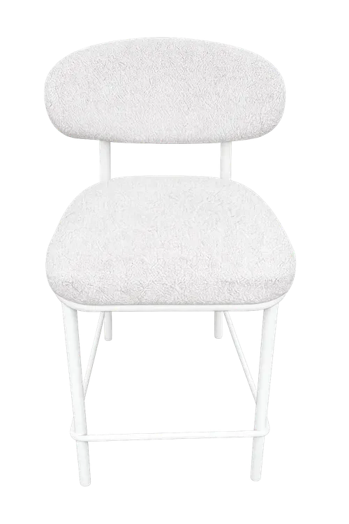 STL 0020 - Bar Stool - White with Clay Grey Fabric Seat 