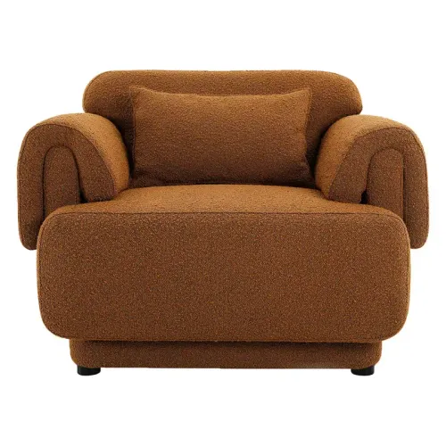 OC 0046 - Occasional Chair - Honey Boucle Arm Chair with Folded Arm Rests