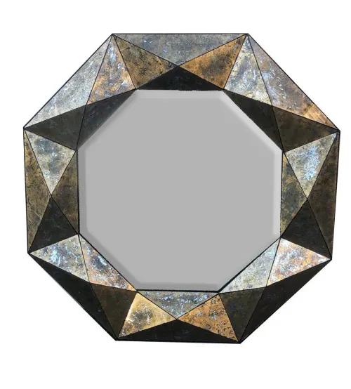 MIR 4308 - Mirror - Circular with Geometric Effect Hexagonal Frame