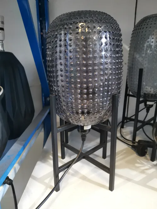 LP 5004 - Table Lamp - Smokey Glass Jar on Metal Cross Base  