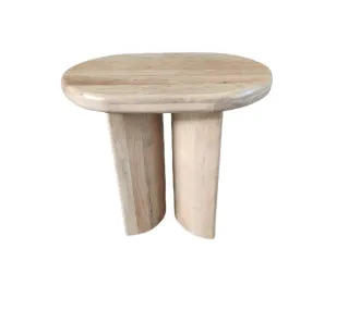 ST 0152 - Side Table - White Wash Timber Oval with Half Moon Legs