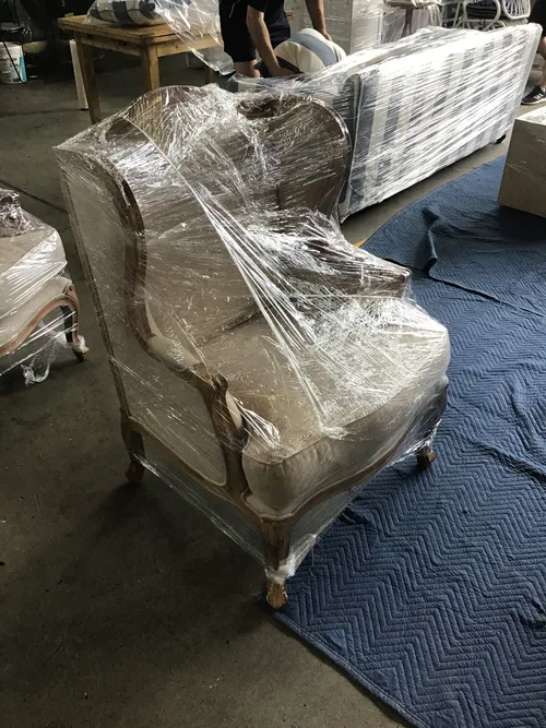 OC 4035 - Colonial Style Beige Linen Timber Framed Wing-back Occasional Chair