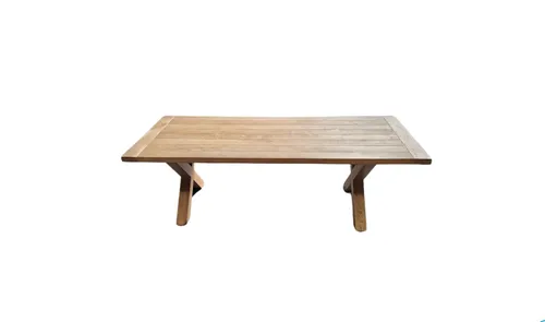 DT 7860 - Dining Table - Natural Timber Panelled Top with Cross Legs