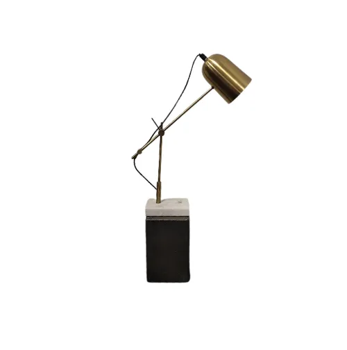LP 0109 - Desk Lamp - Gold Stem & Shade on Marble & Stone Base
