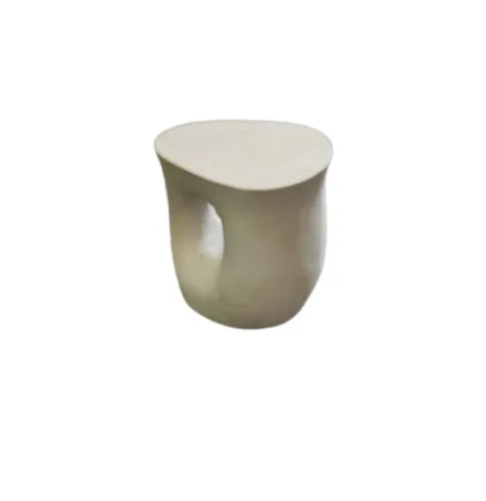 ST 0143 - Side Table - White Concrete Curved with Cut-out