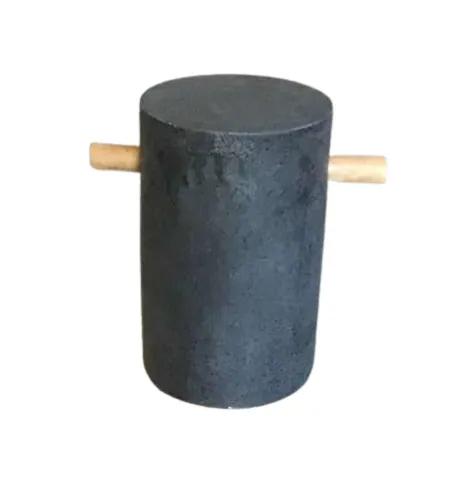 ST 7097 - Side table - Charcoal Concrete Cylinder with Wood Handle 