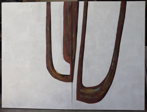 AW 0240 - Abstract Brown & Mustard Stone Textured Canvas - Oversized Artwork 