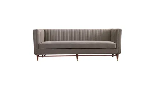 SF 6178 - Sofa - 3 Seater - Fawn Velvet with Timber & Gold Feet 