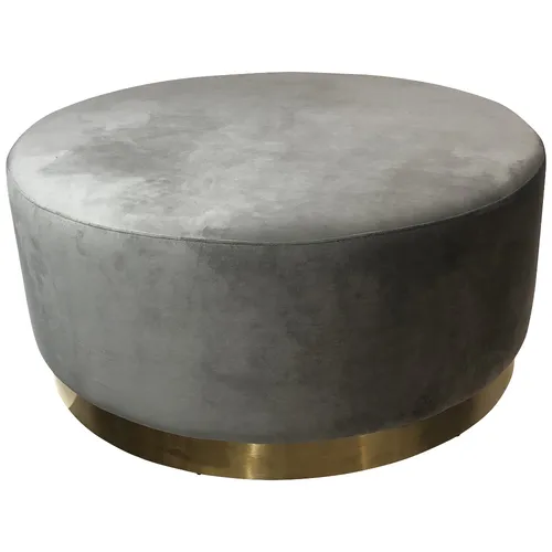 OTT 8014 - Ottoman - Aberdeen Light Grey Velvet with Gold Metal Trim 