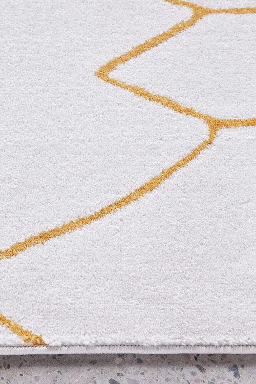 RG 1515 - Rug - Extra Large - Off White Rug with Gold Abstract Pattern (400cm x 300cm)