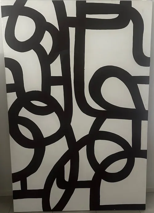 AW 0323 - Black Swirl Lines Oversized Canvas 