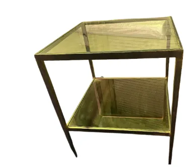 ST 0044 - Side Table - Glass Top and Mirrored Shelf