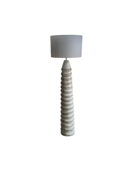FL 0004 - Floor Lamp - Carved Wooden Canals with White Brush Strokes