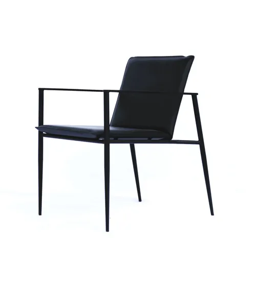 OC 6080 - Occasional Chair - Black Frame with Black Leather Seat 