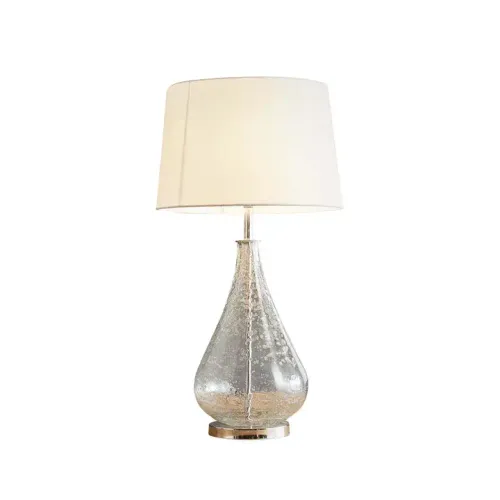 LP 9039 - Table Lamp - Cloudy Blown Glass Tear Drop with Linen Shade