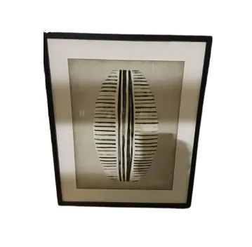 AW 1784 - Artwork - Large - Black & Grey Oval Lines with White Border in Black Frame