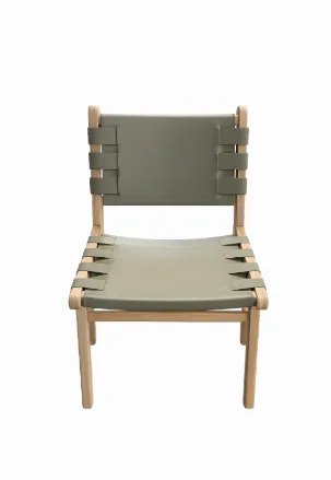 DC 9969 - Skata Dining Chair on Bleach Wood Frame & Sage Green Leather Features 