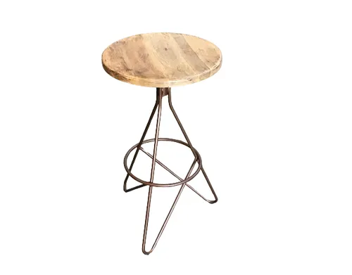 STL 7068 - Counter Stool - Industrial Brushed Copper Tripod Frame with Natural Timber Seat 