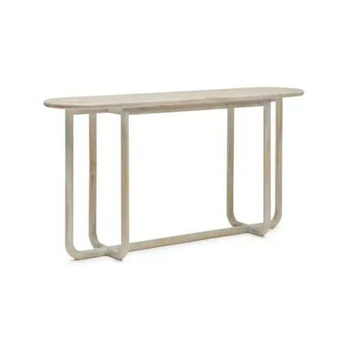 CN 0013 - Sculptural Oval Console in Grey/White with Natural Grain Pine Finish