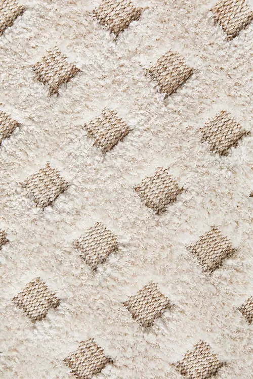 RG 0057 - Rug - Large - Modern Chequered Pile Patterned Natural/Beige 