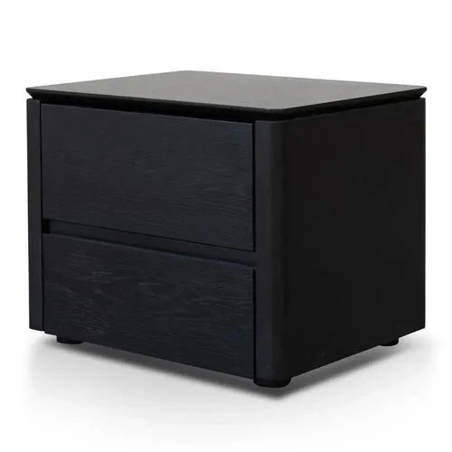 Black Oak Veneer 2 Drawer Tapered Edges Bedside Table - BST 0037