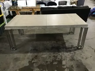 DT 9876 - Dining Table - White/Grey Timber with Stainless Steel Legs