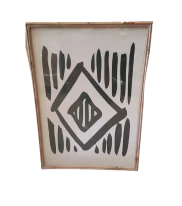 AW 7151 - Tribal Lines in Natural Medium Framed Glass Artwork