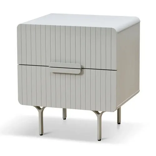 Luxe Range Light Grey Ribbed 2 Drawer Bedside Table - BST 0040