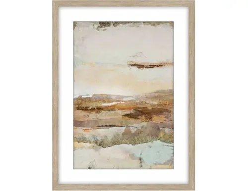AW 0336 - Peach Toned  Abstract, Outback Landscape Print in Small Framed Glass