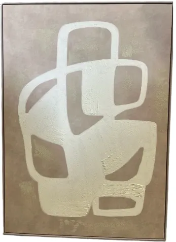 AW 0298 - Artwork - Large - Mia White Abstract Lines on Brown/ Gold Canvas