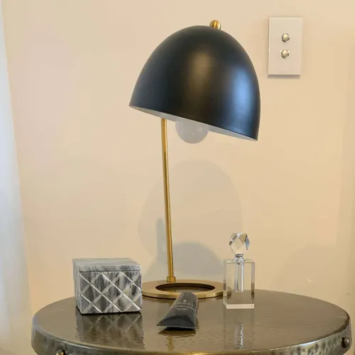 LP 1003 - Desk Lamp - BANC Gold Stem Base with Black Hooded Shade