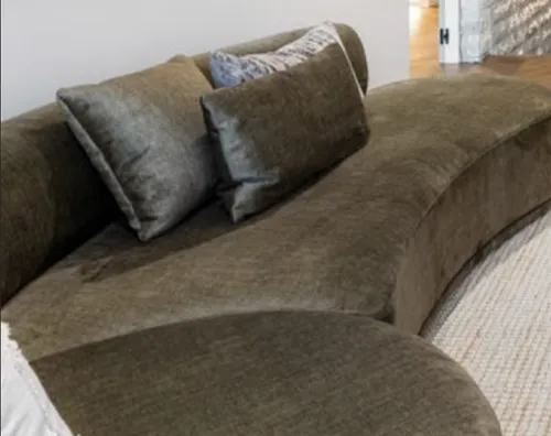 SF 0026 - Modular Sofa - Plush Green Fabric Rounded 3 Piece