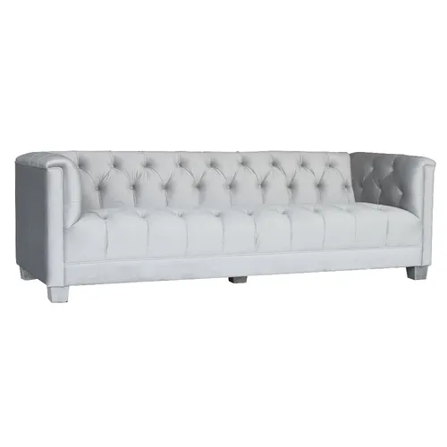 SF 1701 - Sofa - 3 Seater - Luxor Light Grey Velvet Button Tufted