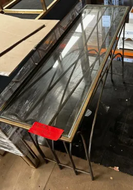 CN 0003 - Console - Bronze Arch Leg Design with Inset Glass Top