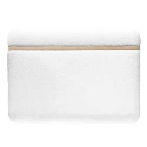 BH 0084 - White Boucle Curved Profile Queen Bedhead with Latte Velvet Panel