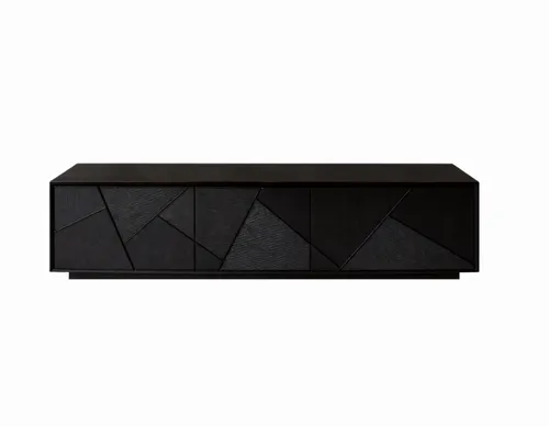 ENT 0004 - Espresso Timber 4 Door Entertainment Unit with Geometric Glass Front 