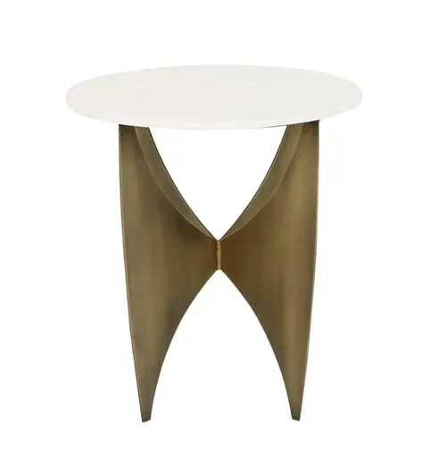 ST 1004 - Side Table - Metal Crescent Base with Marble Top