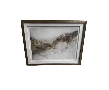 AW 0287 - Artwork - Medium - Gold/Grey Abstract Print Encased in Gold Frame