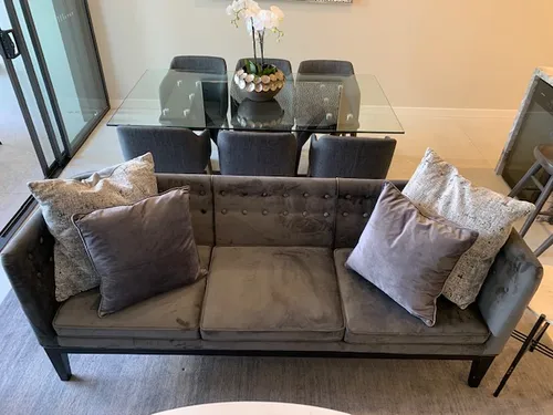 SF 4115 - Sofa - 3 Seater - Slimline Grey Velvet with Black Wood legs