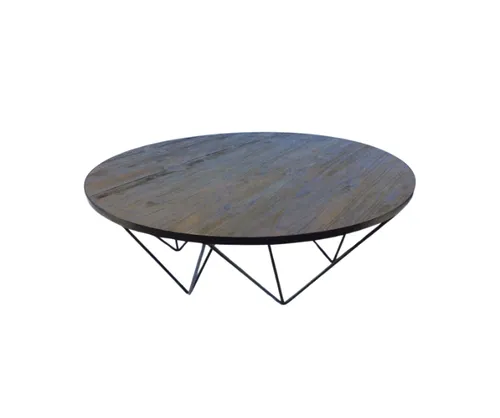 CT 0012 - Coffee Table - Matisse Large Round Timber Top with Geometric Metal Legs