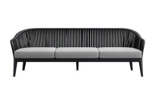 OD SF 9193 - Outdoor - Sofa - 3 Seater Charcoal Frame with Black Rope & Salt n Pepper Cushions