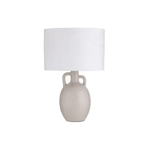 LP 0135 - Table Lamp - Grey Ceramic with Dimple Finish & White Drum Shade