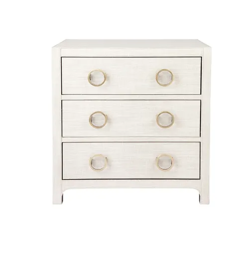 BST 0118 - Bedside Table - 3 Draw - Off White Linen