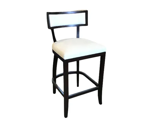 STL 7045 - Counter Stool - Ivory Fabric Seat & Curved Back Rest with Black Timber Trim & Legs
