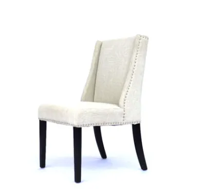 DC 6030 - Dining Chair - Beige Fabric Studded Edging with Black Legs