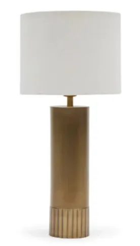 LP 0117 - Table Lamp - Gold Metal Cylinder with Ribbed Base