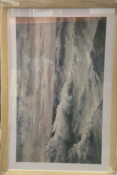 AW 3108 - Artwork - Extra Large - Oil Painted Oceanic Waves Encased in Glass Frame